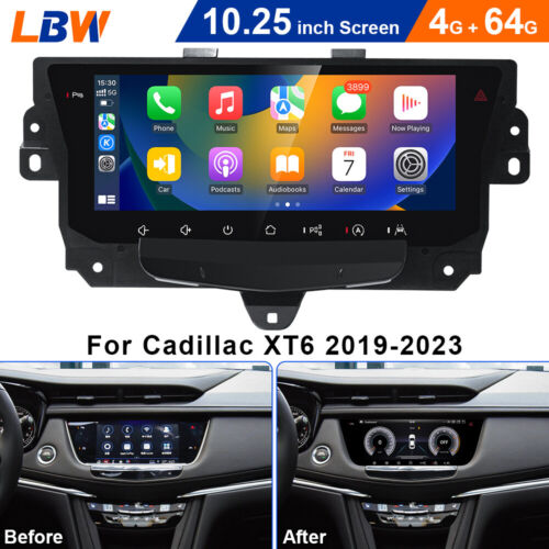 Voiture Android GPS radio de jeu de voiture sans fil 10,25' 4G + 64G pour Cadillac XT6 2019-2023 - Photo 1/12