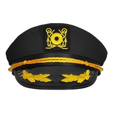 Captain Hat for Men Women Black Adjustable Sailor Hats Boat Cruise Yacht Rock...