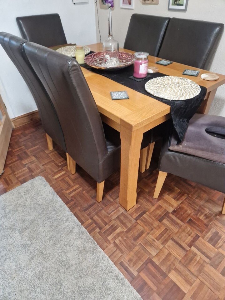 Solid wood dining table and 6 chairs eBay