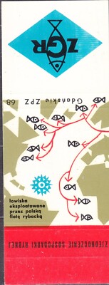 POLAND 1968 Matchbook Cover - Cat.K#336a. ZGR Fisheries Association, fisheries .