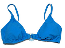 Wild Fable Womens Size S 4-6 Blue Ring Trim Triangle Removable Pad Bikini Top