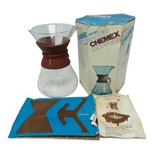 Cafetera Chemex vintage años 70 2-7 tazas CM-207 con caja y mango de plástico manual