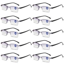 10PK Rimless Blue Light Blocking Reading Glasses Diamond Cut Readers for Men