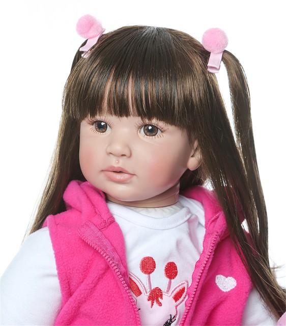 Cheap Reborn Baby Dolls Girl Long Hair 24inches Real Life Size Reborn
