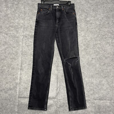 RE/DONE Jeans 90's High Rise Faded DistressedBlack Stretch Denim Sz 27 W28 L30.