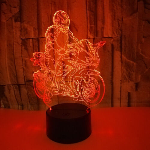 7 Color Changing 3D LED Motorcycle Night Light Desk Lamp Touch Room Decor Gift
