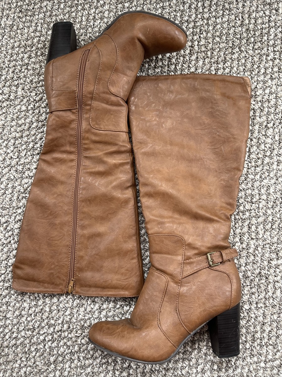 Journee Collection Womens Carver Tan Fashion Boots Size knee high 3in  heels