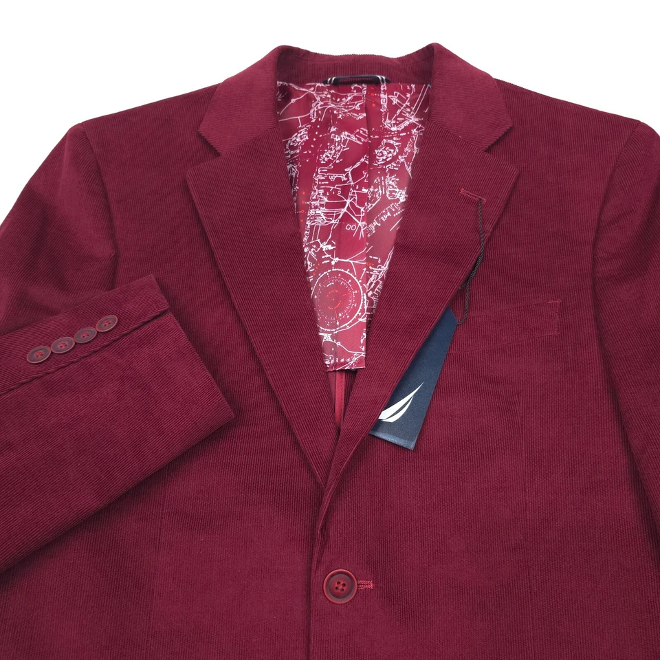 $295 Nautica Brielle Borgoña Rojo Pana Abrigo Deportivo Blazer Chaqueta Para Hombres 46L Foto 3 de 4