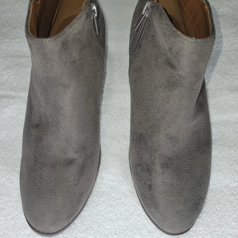 Botas al tobillo SODA Chelsea imitación gamuza cuero para mujer talla 7 marrón cremallera tacón Foto 3 de 4