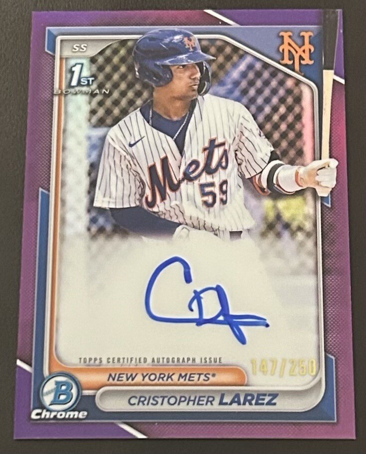 Christopher Larez 2024 Bowman Chrome 1st Auto Purple Refractor