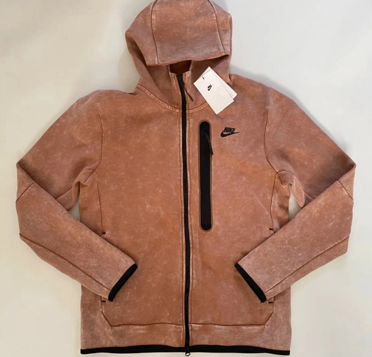 NIKE TECH FLEECE WASH MEN FULL ZIP HOODIE JACKET MINERAL CLAY