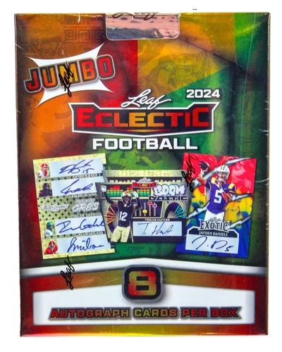 2024 Leaf Eclectic Football Jumbo Box 8 Cards Per Box