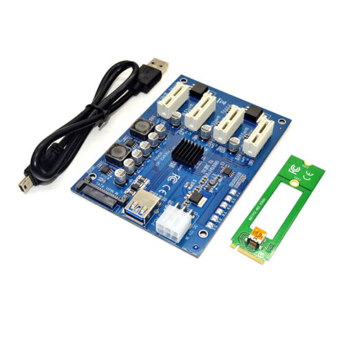 XT-XINTE PCI-E X1/M.2 M KEY to 4PCI-E X16 Expansion Card   USB Riser Card - Picture 1 of 13