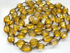 CITRINE OVAL FACETED 7X10 MM GEMSTONE BEADS 36 INCH BLACK PLATED