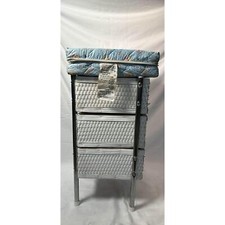 VTG Doll White Wicker Storage Changing Table Teddy Bear Print Changing Pad Top