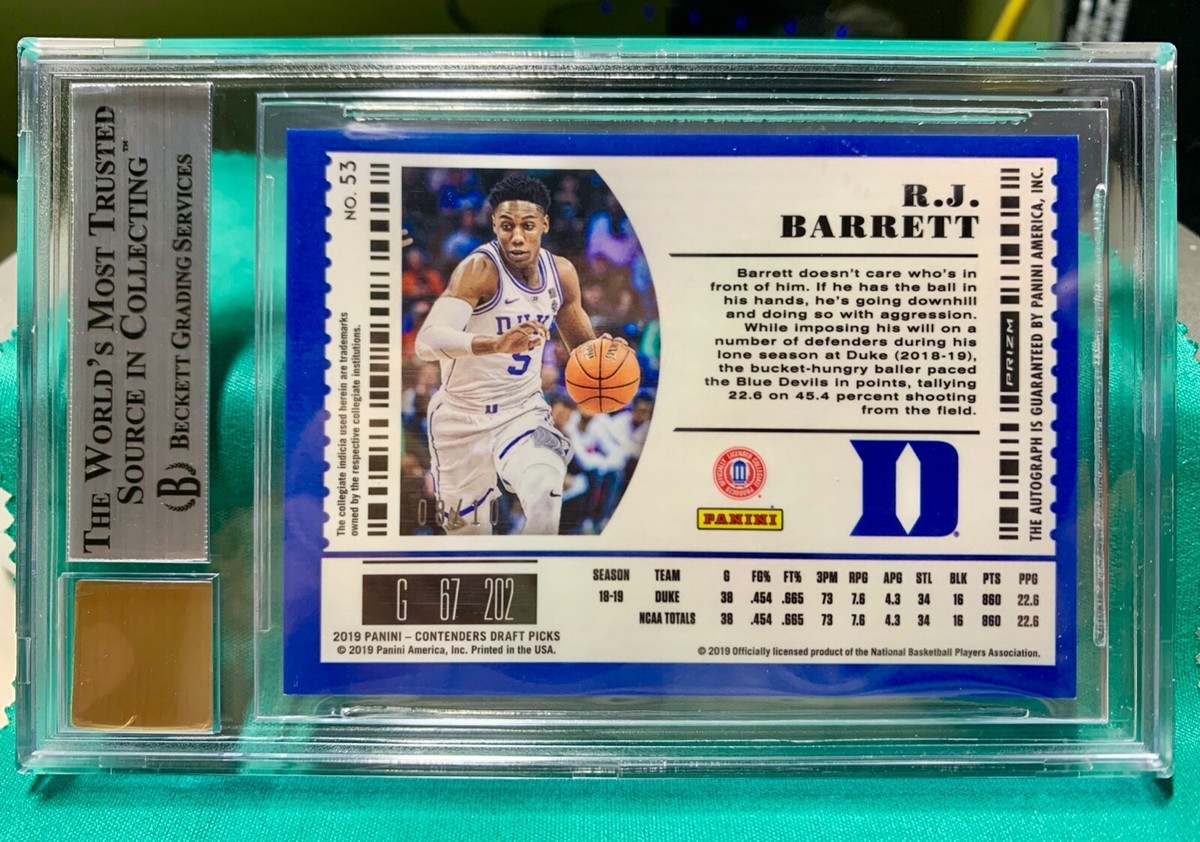 RJ Barrett 2019-20 Optic Contenders R.J. Hyper Prizm Rookie Auto