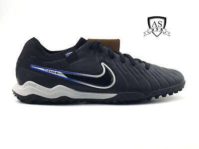 Nike Legend 10 Pro TF Black Chrome Hyper Blue Soccer Shoes Size 7 DV4336-040