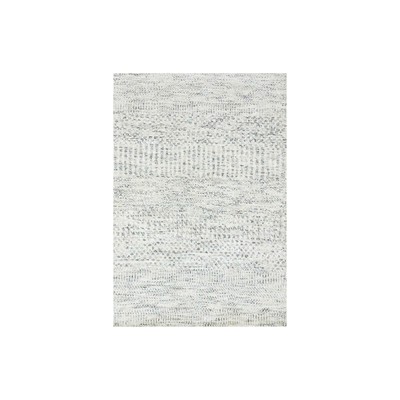 2'x3'1'' Cumulus Cloud Gray Hand Knotted Modern Grass Undyed Wool Mat Rug R79834