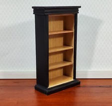 Dollhouse 4 Shelf Bookcase Black Light Oak Finish 1:12 Scale Furniture Bookshelf