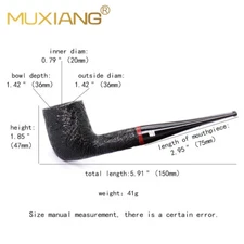 MUXIANG Sandblasted Billiard Pipe Briar Wooden Tobacco Pipe 9mm Straight Stem
