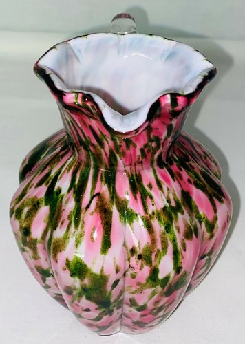 Fenton VASA MURRHINA*ROSE W/ADVENTURINE GREEN *5 1/4" CREAMER PITCHER W/STICKER - Picture 2 of 4