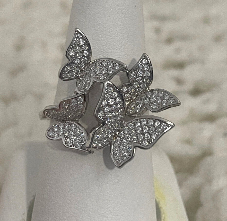 Sterling Silver Rhinestone Dimensional Four Butte… - image 1