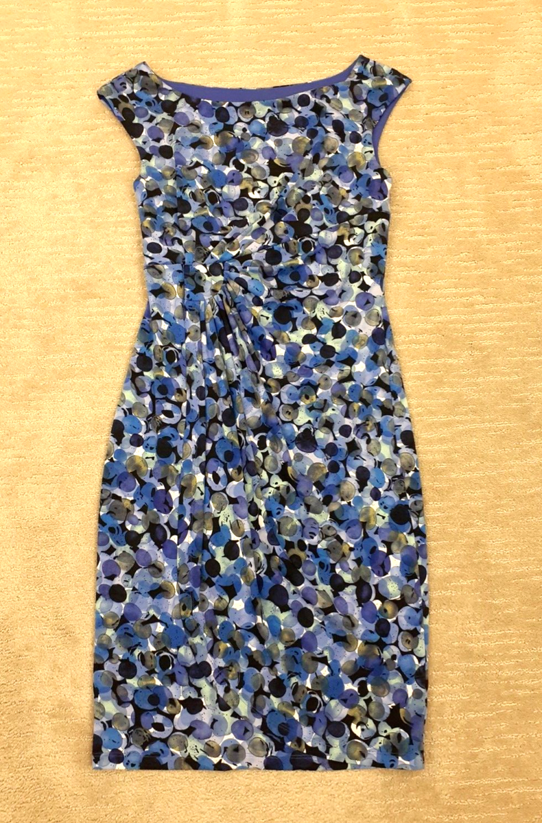 Dressbarn Signature Sadie Dress Blue Purple Circle Sleeveless