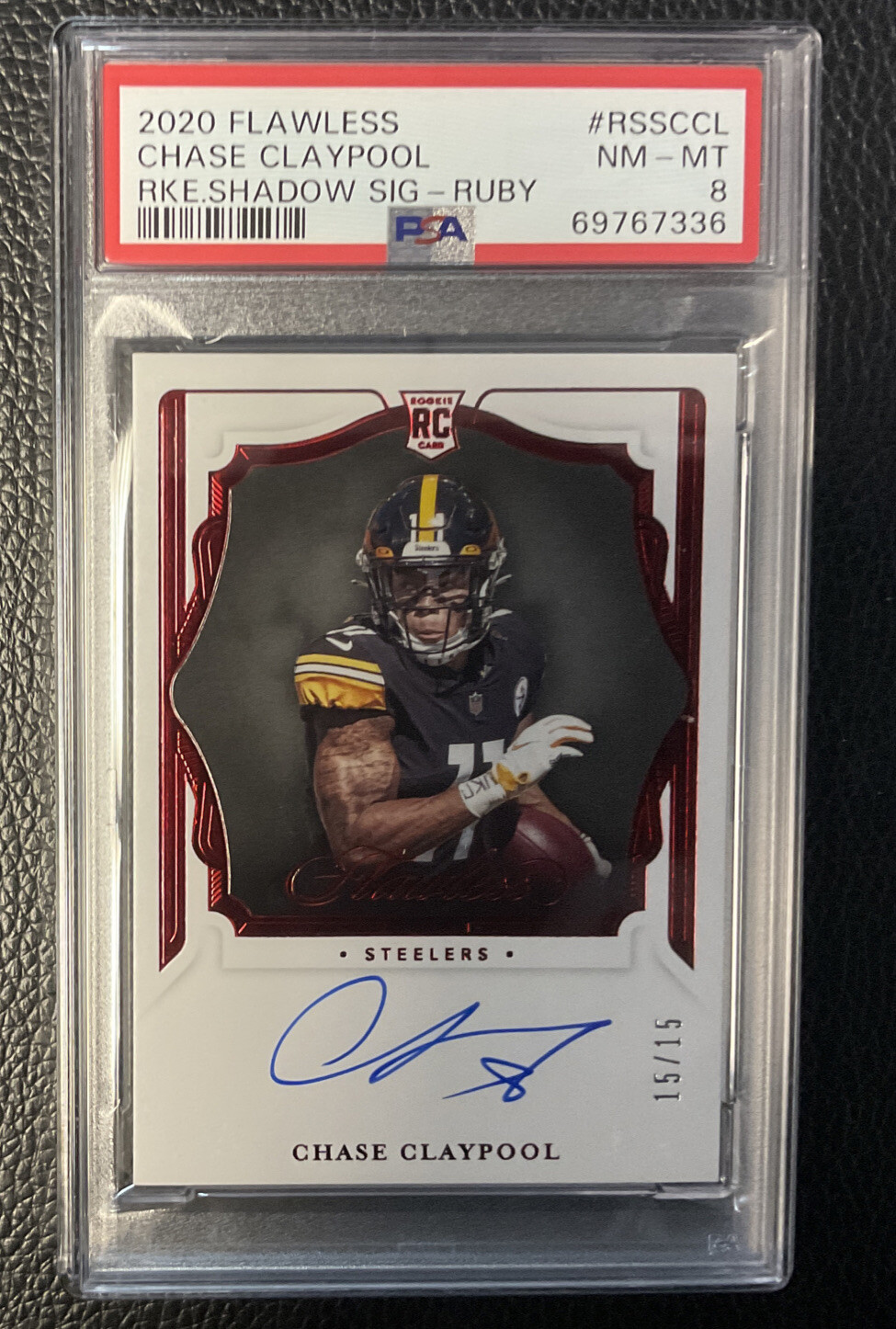 Chase Claypool Panini Flawless Rookie Shadow Signatures #RSSCCL Ruby