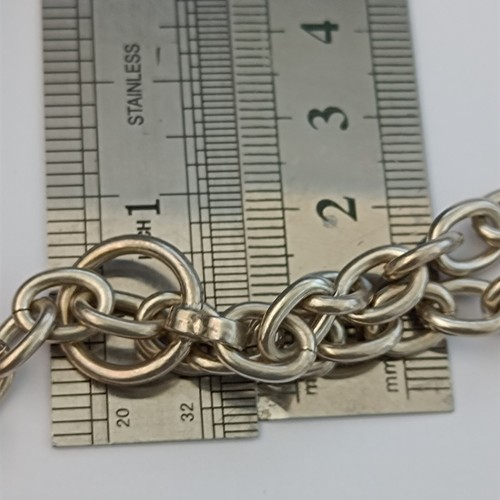 Vintage Sterling Silver Rolo Bracelet Toggle Chain Chunky 7" Minimalist Timeless - Picture 6 of 15