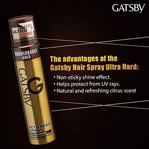 Gatsby Level 7 Set and Keep Hair Spray Ultra Hard Unbreakable Hold - 250 ml, - Picture 3 of 9