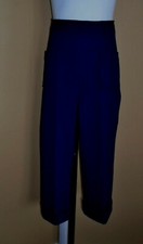 Child's VTG 1970s Navy Blue Vertical Line Textured Poly Cuffed Pants Sz 6x NOS