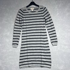 Banana Republic Dress Sweater S Gray Striped Italian Fabric Wool Blend Sweater