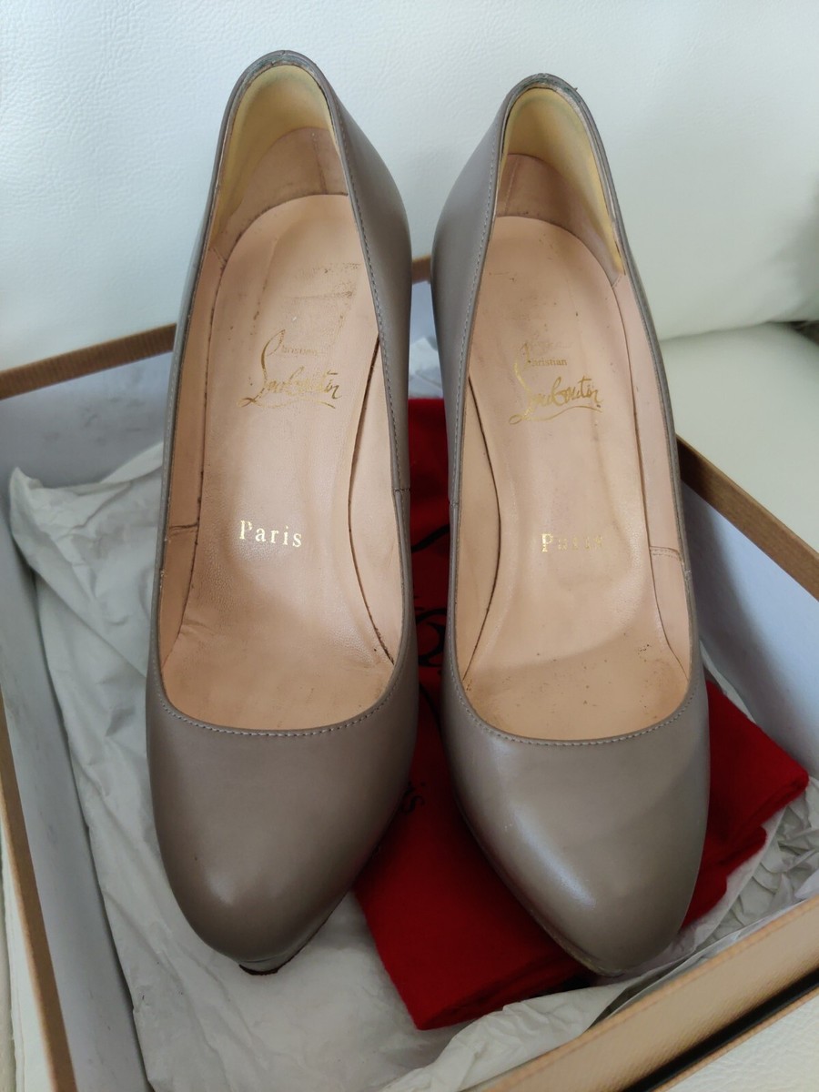 Christian Louboutin Alti Pump Heels US 7 Euro 37.5 Taupe Gray Calf