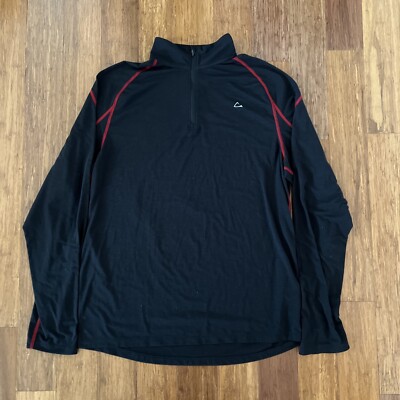 MERINO BLEND PARADOX 1/4 ZIP PULLOVER MENS LARGE BLACK RED DRIRELEASE FRESHGUARD