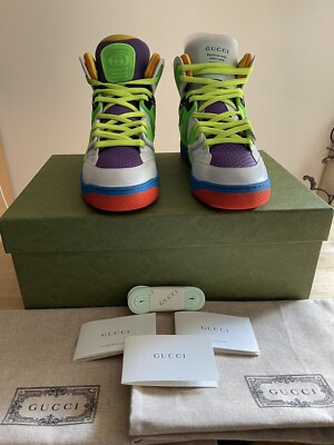 NIB Gucci Basket High Top Women Sneaker in Multi C 