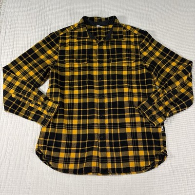 The North Face Shirt Mens Large Black Yellow Plaid Arroyo Flannel Button Up Warm
