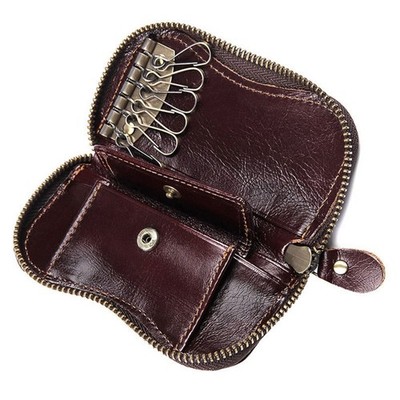 Retro Genuine Leather Wallet Purse Bag Case Holder Key ring Pouch Bag Safe Bag M