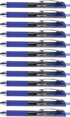 Amazon Basics Gel Pens Fine Point Smooth Writing Pens, Retractable, Blue, 0.7mm,