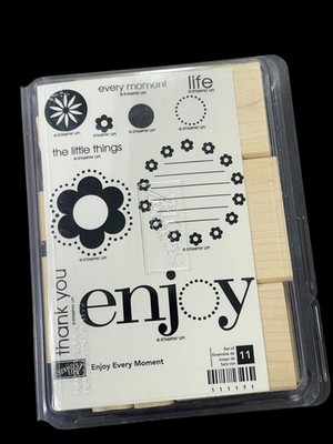 Stampin' Up! Enjoy Every Moment Wood Rubber Stamp Set 11-Piece Floral