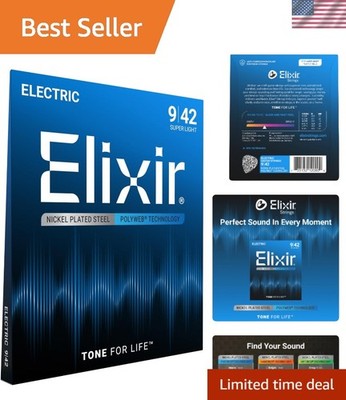 Rust-Resistant POLYWEB Coated Electric Guitar Strings - Super Light .009 Gauge