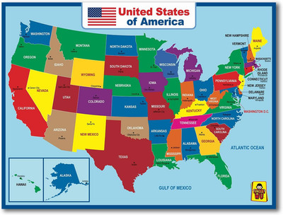 Uncle-Wu Wall United State Map Poster Für Kinder, Motiv Usa-Karte   45,7 X 61 Cm