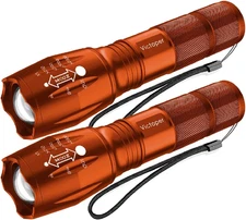Victoper LED Flashlight 2 Pack Orange, Bright High Lumens Tactical Flashlights H