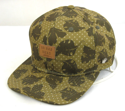 No Bad Ideas Forest Leaf Green OD Flat Bill Hat Strap Back Adjustable Cap