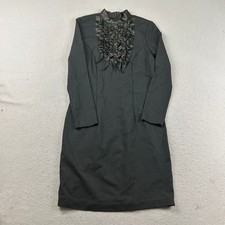Antonio Derico Dress Womens Small Black Ruffled Yoke Bodycon Long Sleeves Zip