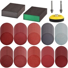 100pcs 3inch Sanding Discs Pad with 2Pcs Sanding Sponge Buffing Blocks Variet...