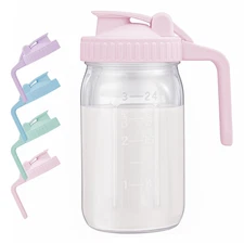 Breast Milk Pitcher with Leak Proof Flip Cap & Pour Spout, 32 Oz Wide Mouth Maso