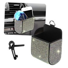Car Vent Storage Organizer, Rhinestone Auto Air Vent Leather Storage Colorful