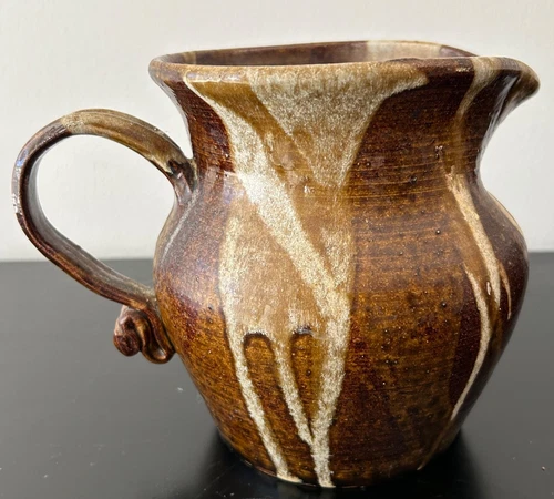 Brown Drip Glaze Studio Art Pottery 6 Cup PITCHER Artist Signed