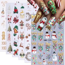 Christmas Nail Art Stickers, Winter Nail Decals 3D Self-Adhesive Colorful Bells