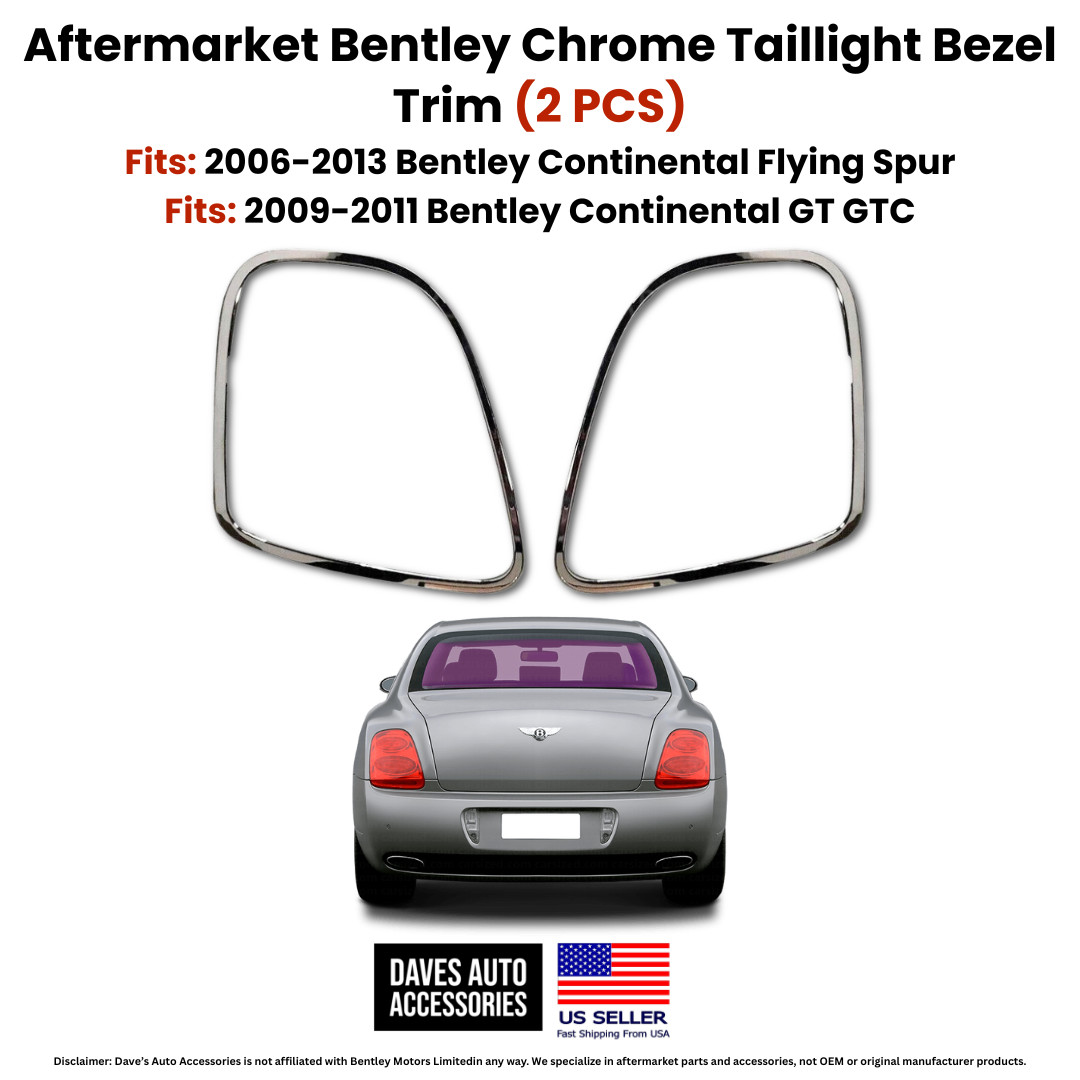 Bentley Flying Spur Chrome Tail Light Bezel Trim Rings OE Style